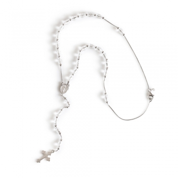 Rosary Silver necklace with Bohemian crystals rhodium plated  - Thumb