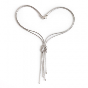 Silver necklace, love knot with calza chain rhodium plated  - Thumb