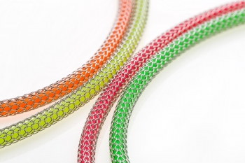Silver bracelets with calza net and caucciù in fluo colors.  - Thumb