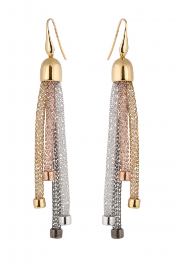Silver earrings with crystals net in four different colors.  - Thumb