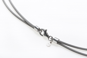 Silver necklace with Swarovski crystals and calza chain rhodium plated.  - Thumb