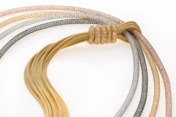 Collana in Argento 925 con calza e rete di cristalli in quattro differenti colori.  - Thumb