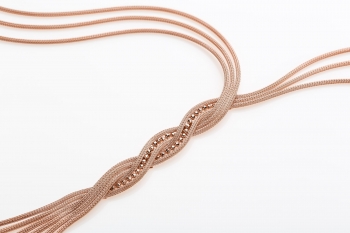 Silver necklace with calza and bead chian braided together pink gold plated.  - Thumb